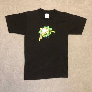Vtg Alore Tree Frog Graphic T-Shirt Small Black Made in USA 100% Cotton Tee